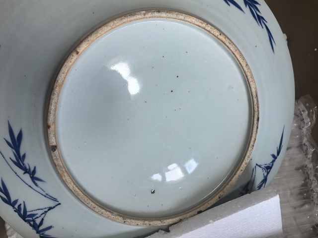 古玩陶瓷博古圖青花盤拍賣，當前價格18000元