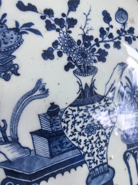 古玩陶瓷博古圖青花盤拍賣，當前價格18000元