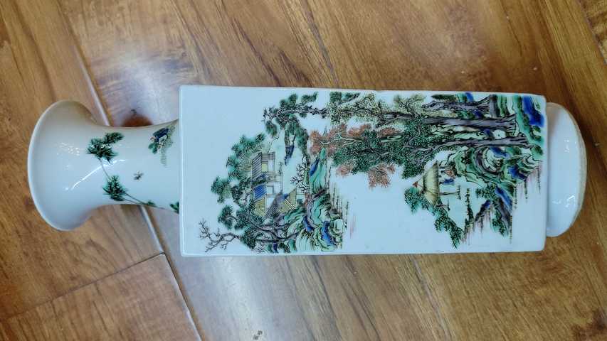 古玩陶瓷五彩人物故事紋天圓四方瓶拍賣，當前價格38888元