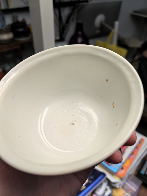 古玩陶瓷晚明白釉撇口茶圓拍賣,當前價格5000元
