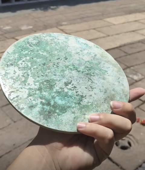 古玩銅器(帶保真卡)龜鶴仙人鏡拍賣,當前價格3555元