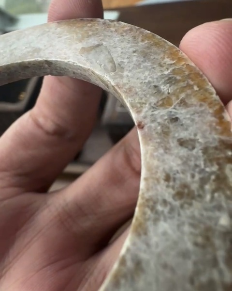 古玩玉器阿良味道玉環(huán) 透光 刻符玉環(huán) 硬料拍賣，當(dāng)前價格30000元