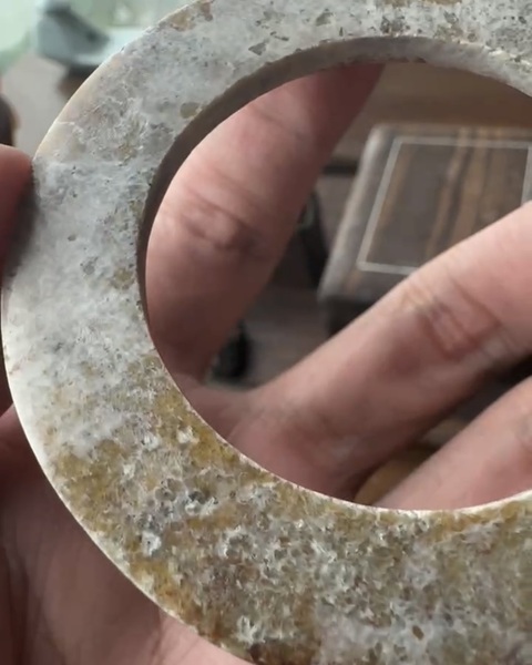 古玩玉器阿良味道玉環(huán) 透光 刻符玉環(huán) 硬料拍賣，當(dāng)前價格30000元