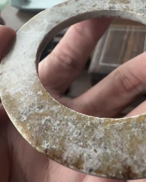 古玩玉器阿良味道玉環(huán) 透光 刻符玉環(huán) 硬料拍賣，當(dāng)前價格30000元