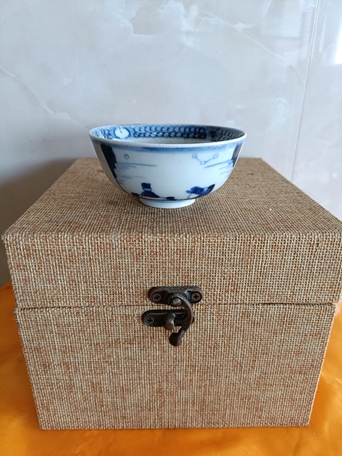 古玩陶瓷永樂年制款清晚期玉壁底青花赤壁賦紋茶盞拍賣,當前價格198元