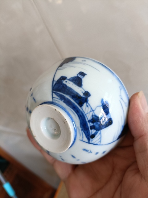 古玩陶瓷永樂年制款清晚期玉壁底青花赤壁賦紋茶盞拍賣,當前價格198元