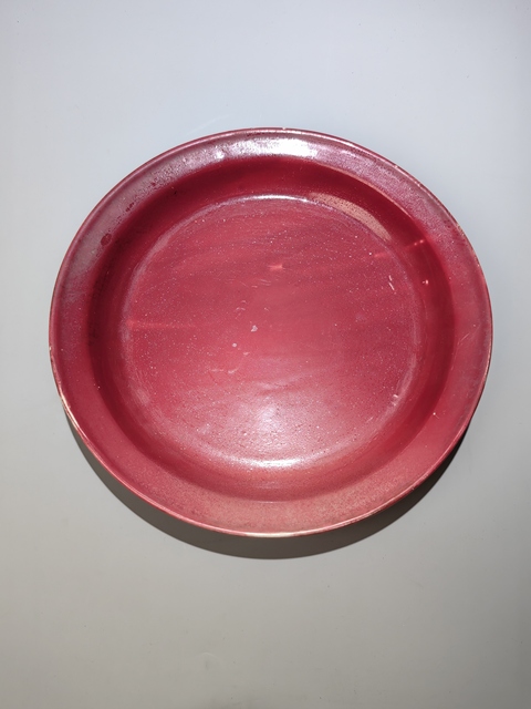 古玩陶瓷晚清時期紅釉折沿大盤拍賣，當前價格2800元