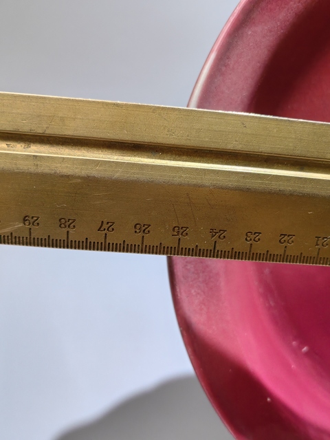 古玩陶瓷晚清時期紅釉折沿大盤拍賣，當前價格2800元