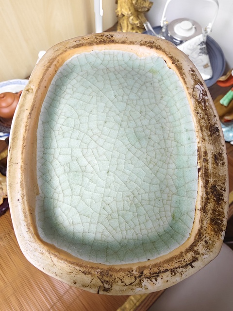 古玩陶瓷龍泉瓷廠青釉褐彩貼塑撇口瓶拍賣，當前價格1980元