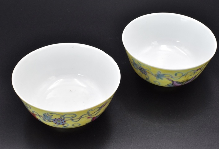 古玩陶瓷瓜蝶連綿粉彩杯拍賣，當前價格8500元