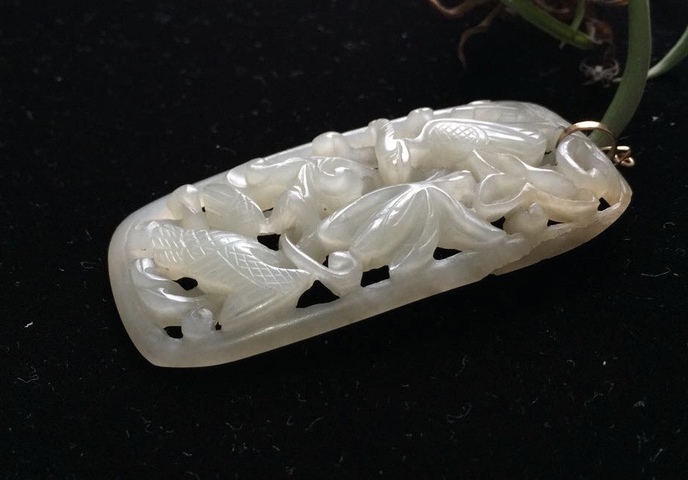 古玩玉器明清和田玉雕“花鳥紋”玉瓦拍賣,當前價格28000元