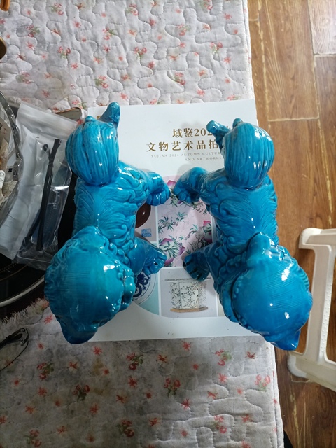 古玩陶瓷孔雀藍釉獅子拍賣，當前價格600元