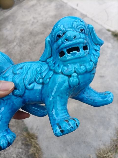 古玩陶瓷孔雀藍釉獅子拍賣，當前價格600元