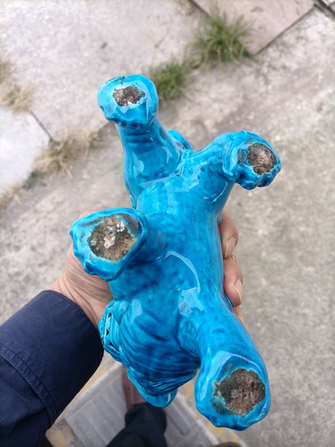 古玩陶瓷孔雀藍釉獅子拍賣，當前價格600元