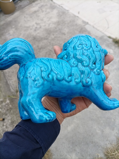 古玩陶瓷孔雀藍釉獅子拍賣，當前價格600元