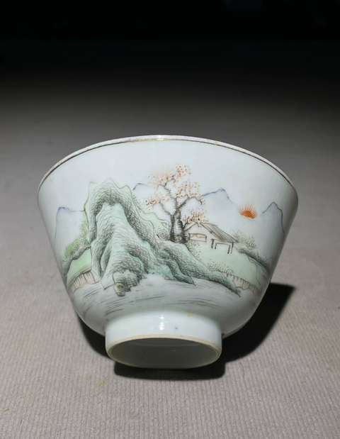 古玩陶瓷民國淺降彩茶碗拍賣,當(dāng)前價(jià)格1200元