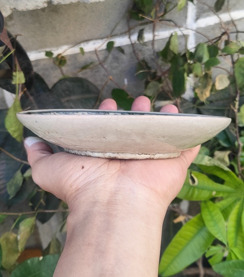 古玩陶瓷明代嘉靖萬歷壽字三鳳青花盤拍賣，當前價格1488元