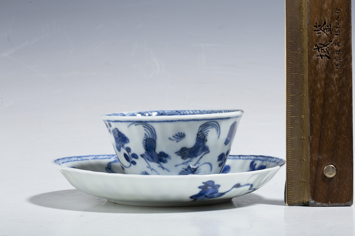 古玩陶瓷清康熙·青花官上加官紋杯碟一套拍賣,當(dāng)前價格2000元