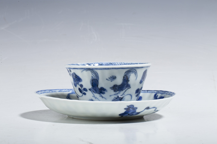 古玩陶瓷清康熙·青花官上加官紋杯碟一套拍賣,當(dāng)前價格2000元