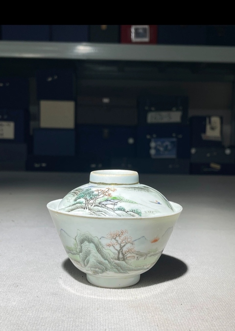 古玩陶瓷民國淺降彩茶碗拍賣,當(dāng)前價(jià)格1200元