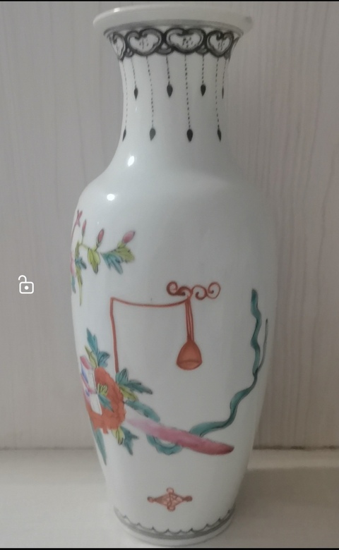 古玩陶瓷粉彩博古圖撇口瓶拍賣，當前價格2800元