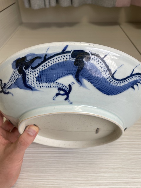 古玩陶瓷清雍正 青花過墻龍紋盤拍賣,當(dāng)前價格1950元