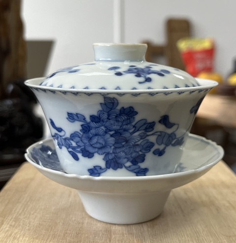 青花花卉紋蓋碗拍賣，當前價格6500元