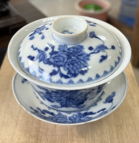 古玩陶瓷青花花卉紋蓋碗拍賣，當前價格7500元