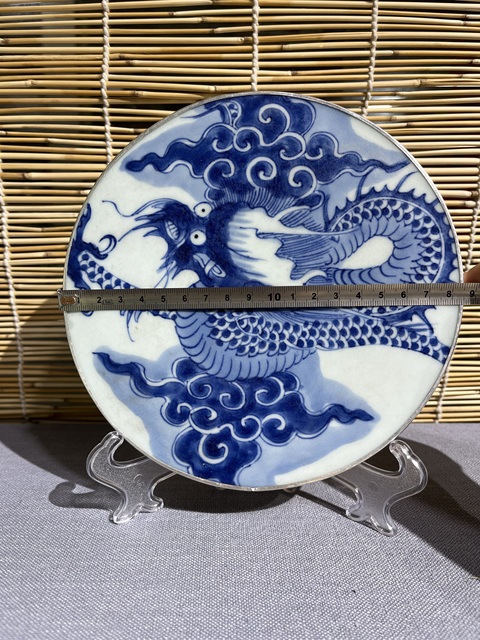 古玩陶瓷青花過墻龍紋盤改件壺承拍賣,當前價格2600元