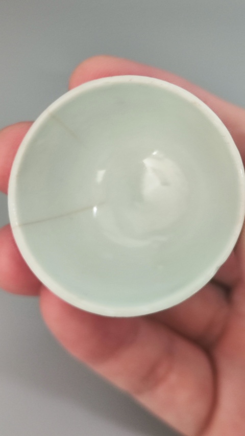 古玩陶瓷清中期青花纏枝喜字紋臥足杯拍賣,當前價格600元