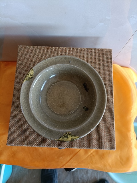 古玩陶瓷元代龍泉青瓷褐彩折沿洗拍賣,當前價格298元