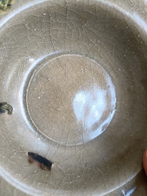 古玩陶瓷元代龍泉青瓷褐彩折沿洗拍賣,當前價格298元