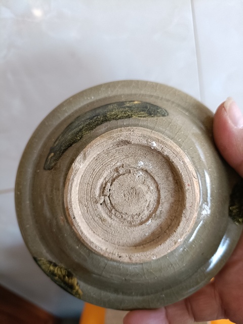 古玩陶瓷元代龍泉青瓷褐彩折沿洗拍賣,當前價格298元