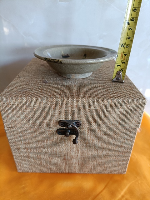 古玩陶瓷元代龍泉青瓷褐彩折沿洗拍賣,當前價格298元