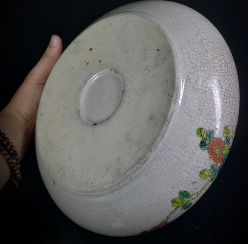 古玩陶瓷晚清粉彩刀馬人大筆洗拍賣，當前價格3800元