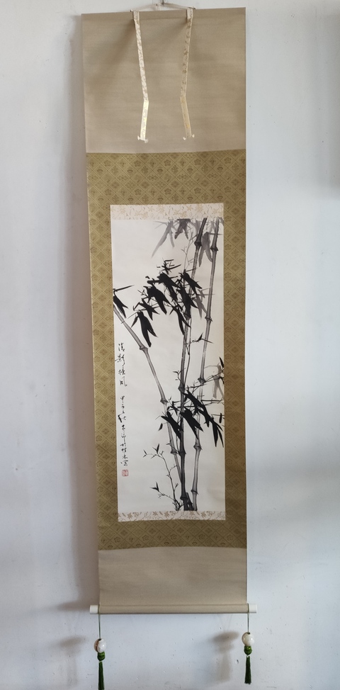 古玩字畫四川書畫名家 馮灌父先生弟子 黃沛先生 清影搖風 手工原裱立軸拍賣，當前價格800元