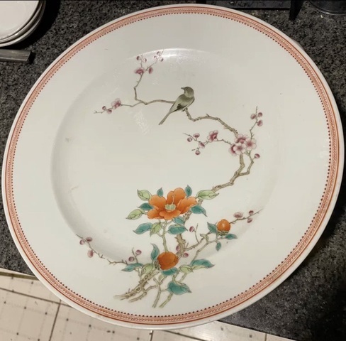 中国古玩　粉彩　香合A   6.8㎝　東さ6-0208③ 域鉴古玩】六七十年代粉彩花鸟盘鉴定结果_六七十年代粉彩花鸟盘