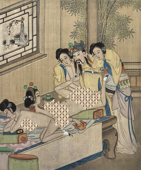 古玩字畫清代絹本工筆春宮圖(四妃侍寢)拍賣,當前價格9888元