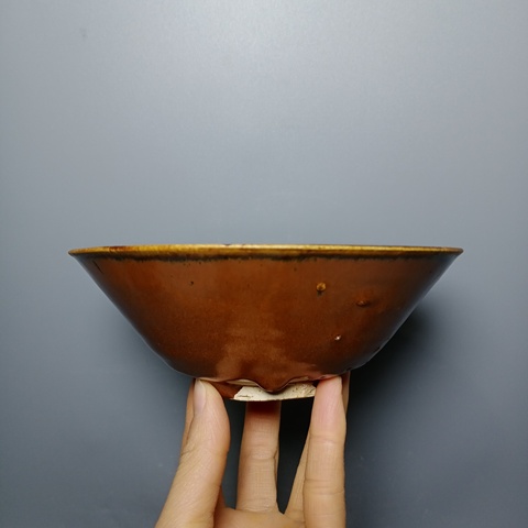 古玩陶瓷元代磁州窯紫金釉茶碗拍賣，當前價格3600元