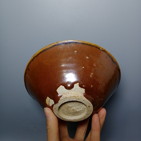 古玩陶瓷元代磁州窯紫金釉茶碗拍賣，當前價格3600元