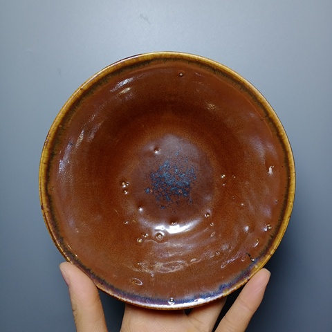 古玩陶瓷元代磁州窯紫金釉茶碗拍賣，當前價格3600元