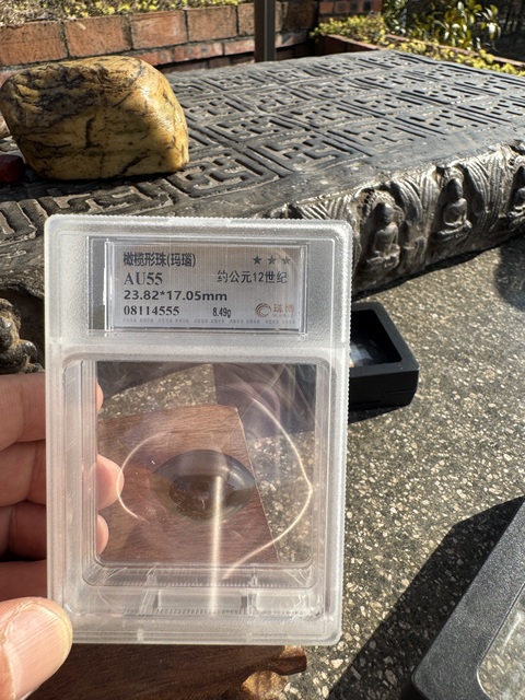 古玩玉器明、橄欖珠（珠博認證）拍賣，當前價格3500元