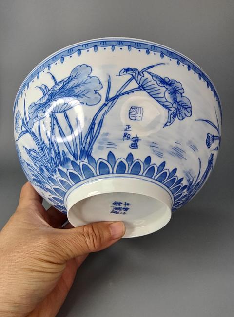 古玩陶瓷青花蛋殼瓷滿池嬌大碗拍賣，當前價格0元