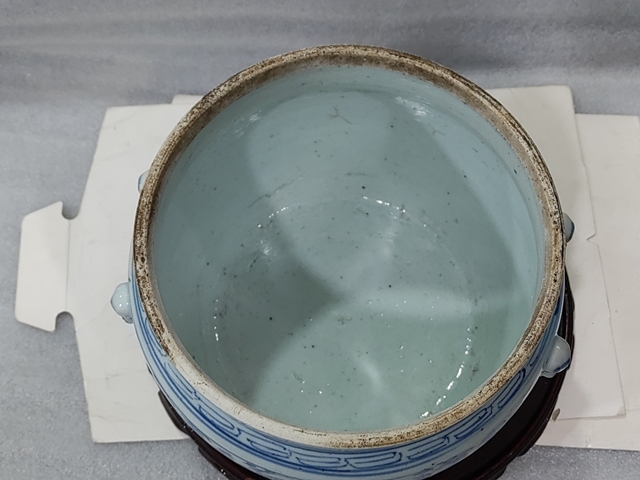 古玩陶瓷青花纏枝花紋四系粥罐拍賣,當前價格1288元