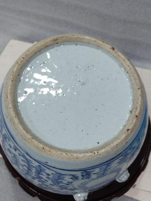 古玩陶瓷青花纏枝花紋四系粥罐拍賣,當前價格1288元