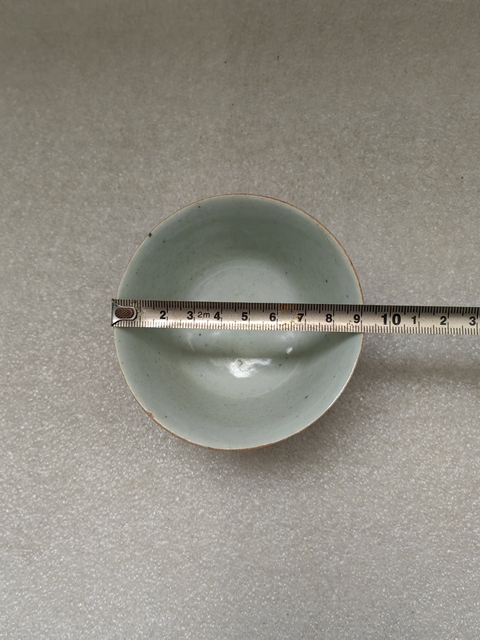 古玩陶瓷豆青釉仰鐘杯拍賣,當前價格550元
