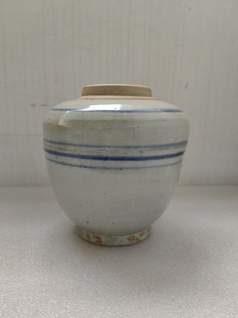 古玩陶瓷青花線條紋罐拍賣,當前價格720元