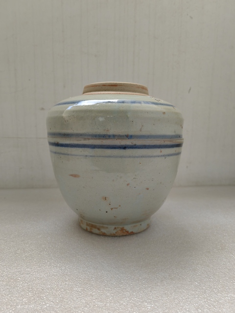 古玩陶瓷青花線條紋罐拍賣,當前價格720元