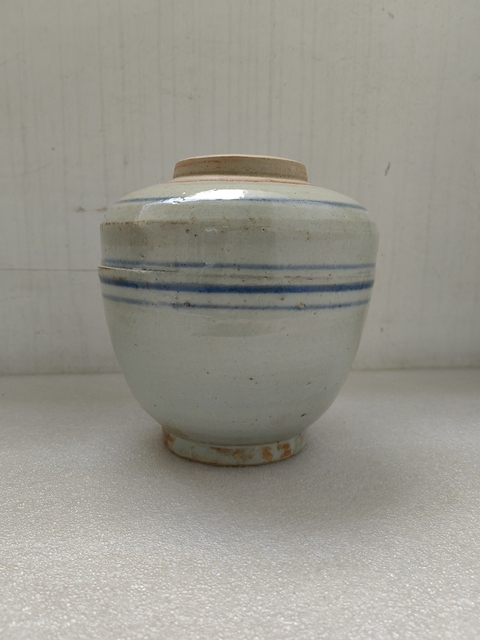 古玩陶瓷青花線條紋罐拍賣,當前價格720元