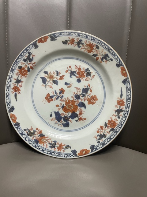 古玩陶瓷青花礬紅描金花卉紋盤拍賣，當前價格1500元